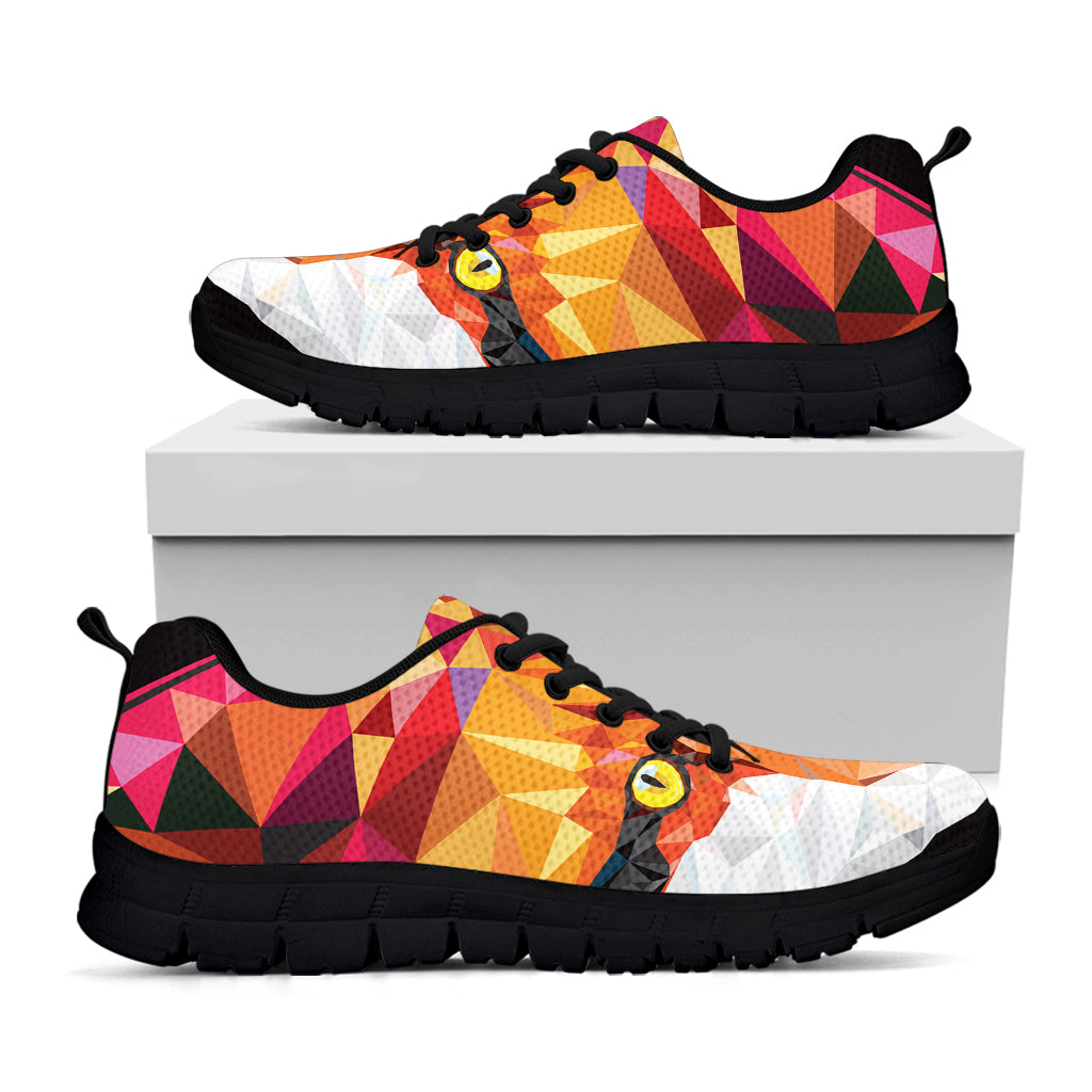 Geometric Fox Print Black Sneakers