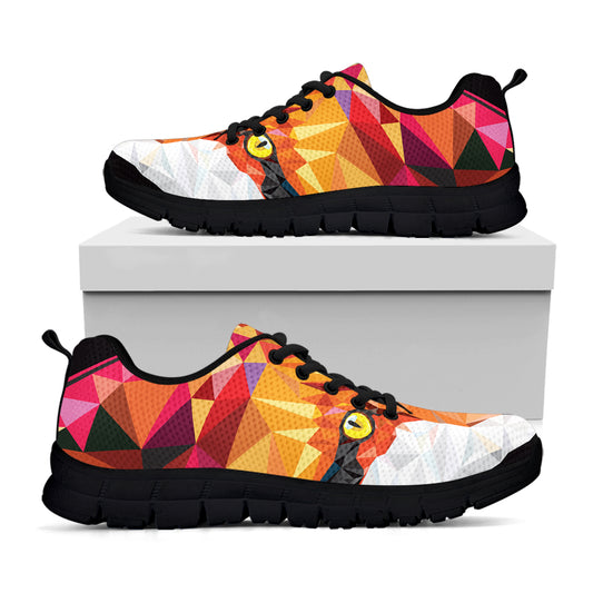 Geometric Fox Print Black Sneakers