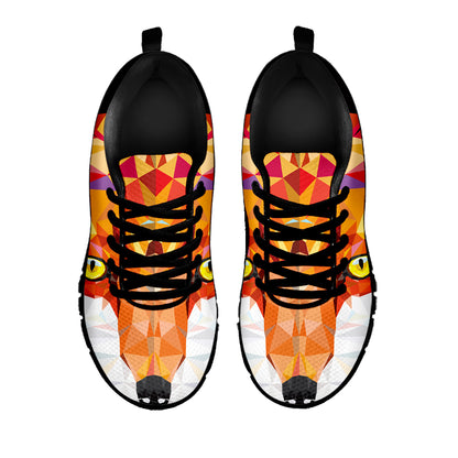 Geometric Fox Print Black Sneakers