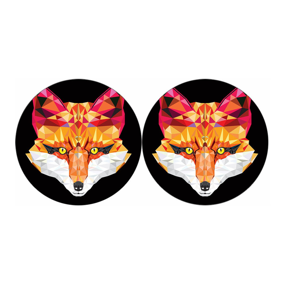 Geometric Fox Print Car Coasters