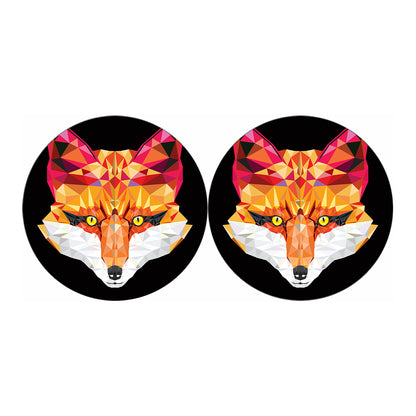 Geometric Fox Print Car Coasters