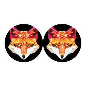 Geometric Fox Print Car Coasters