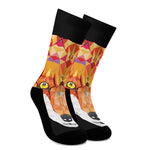 Geometric Fox Print Crew Socks