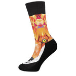Geometric Fox Print Crew Socks