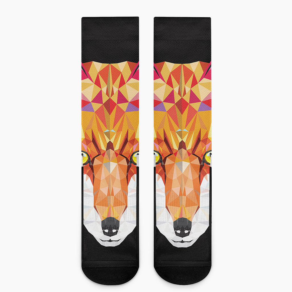 Geometric Fox Print Crew Socks