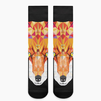 Geometric Fox Print Crew Socks