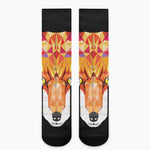Geometric Fox Print Crew Socks