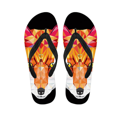 Geometric Fox Print Flip Flops