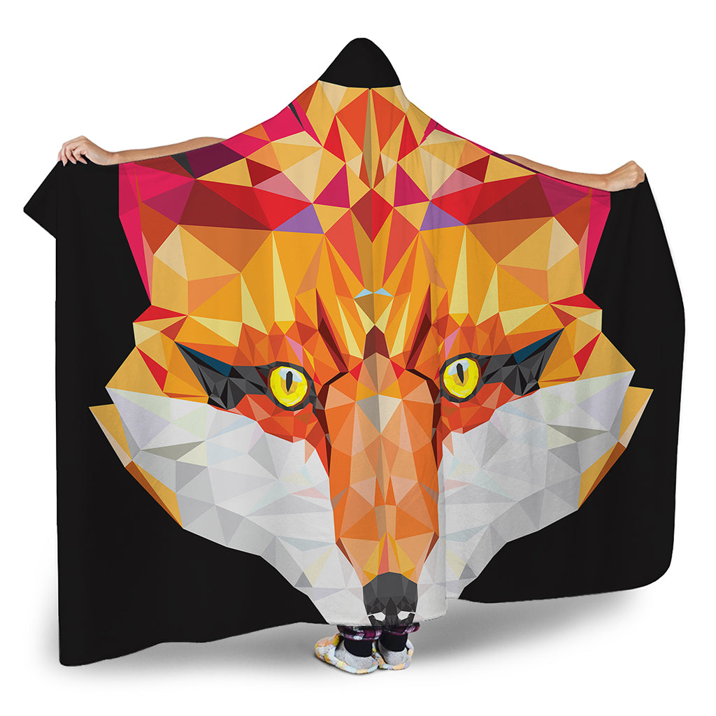 Geometric Fox Print Hooded Blanket