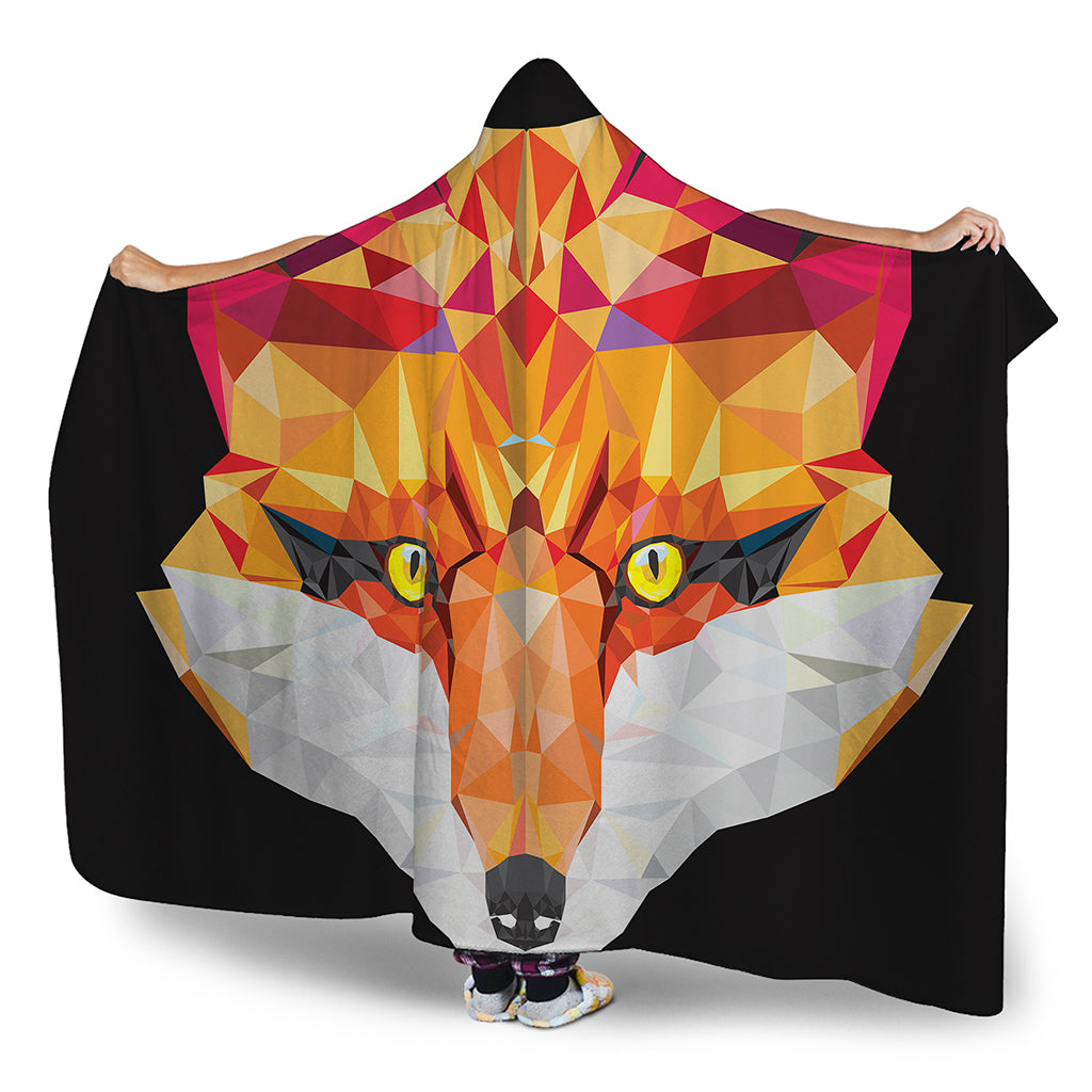 Geometric Fox Print Hooded Blanket