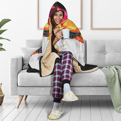 Geometric Fox Print Hooded Blanket