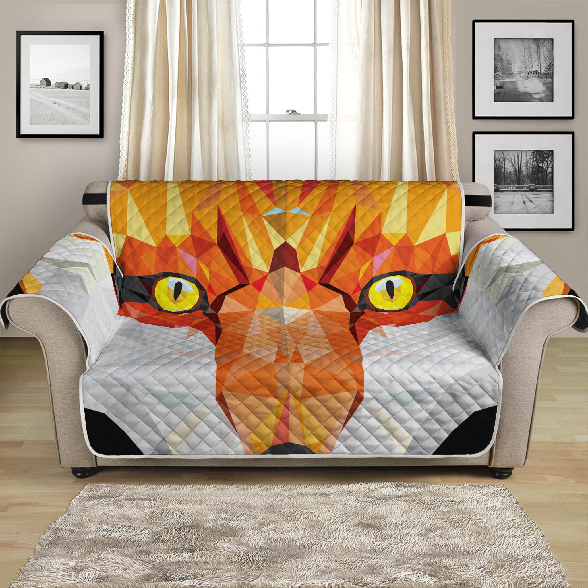 Geometric Fox Print Loveseat Protector