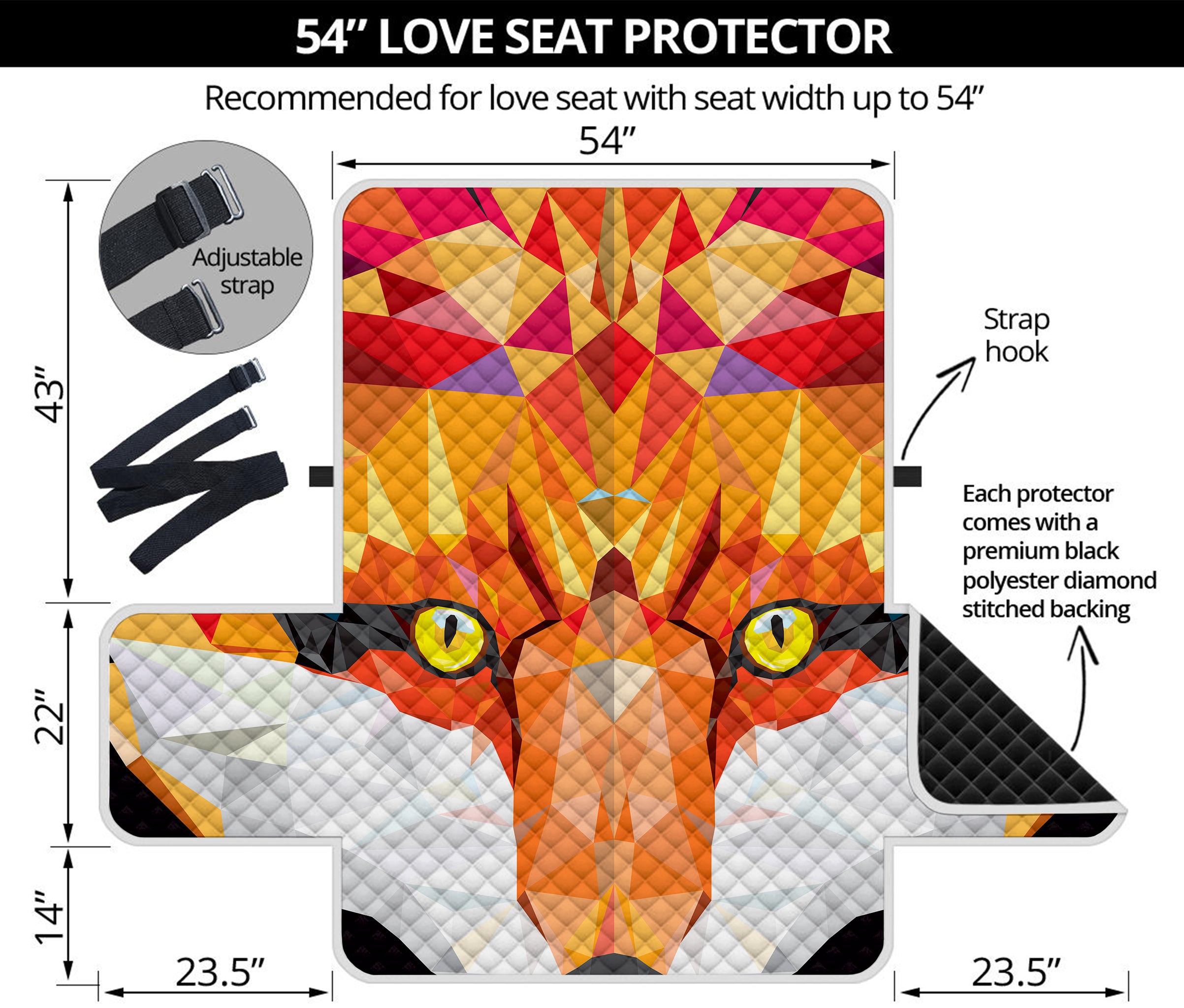 Geometric Fox Print Loveseat Protector