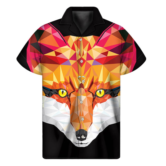 Geometric Fox Print Men's Short Sleeve Shirt