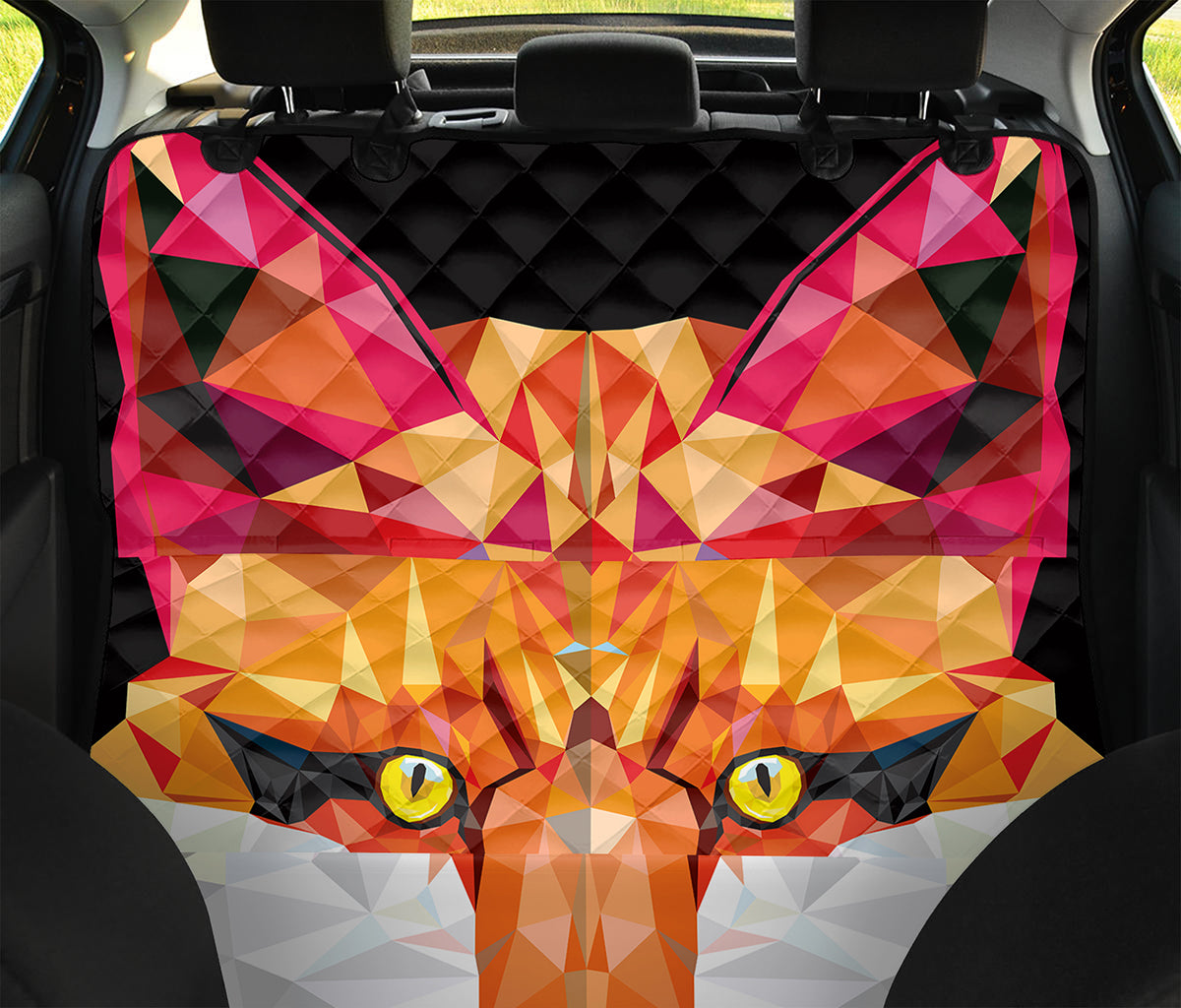 Geometric Fox Print Pet Car Back Seat Cover