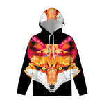 Geometric Fox Print Pullover Hoodie