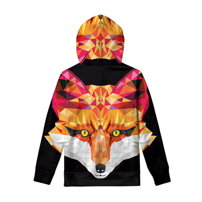 Geometric Fox Print Pullover Hoodie