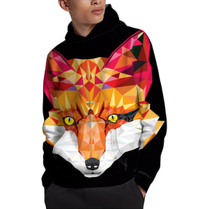 Geometric Fox Print Pullover Hoodie