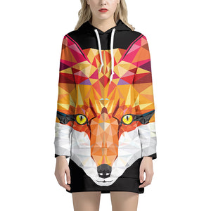 Geometric Fox Print Pullover Hoodie Dress