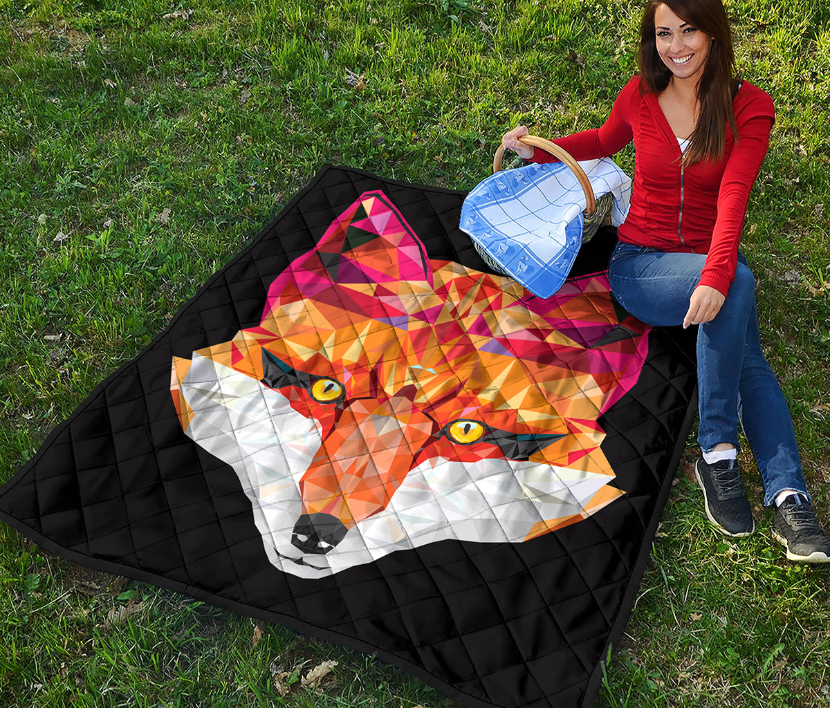Geometric Fox Print Quilt