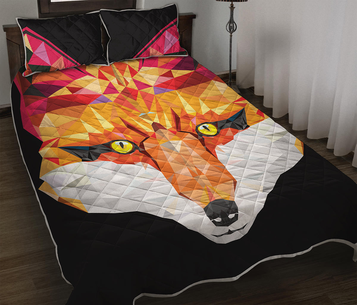Geometric Fox Print Quilt Bed Set