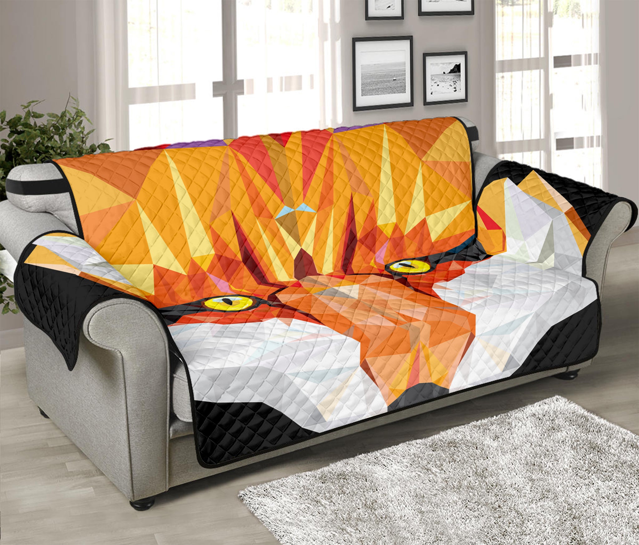 Geometric Fox Print Sofa Protector