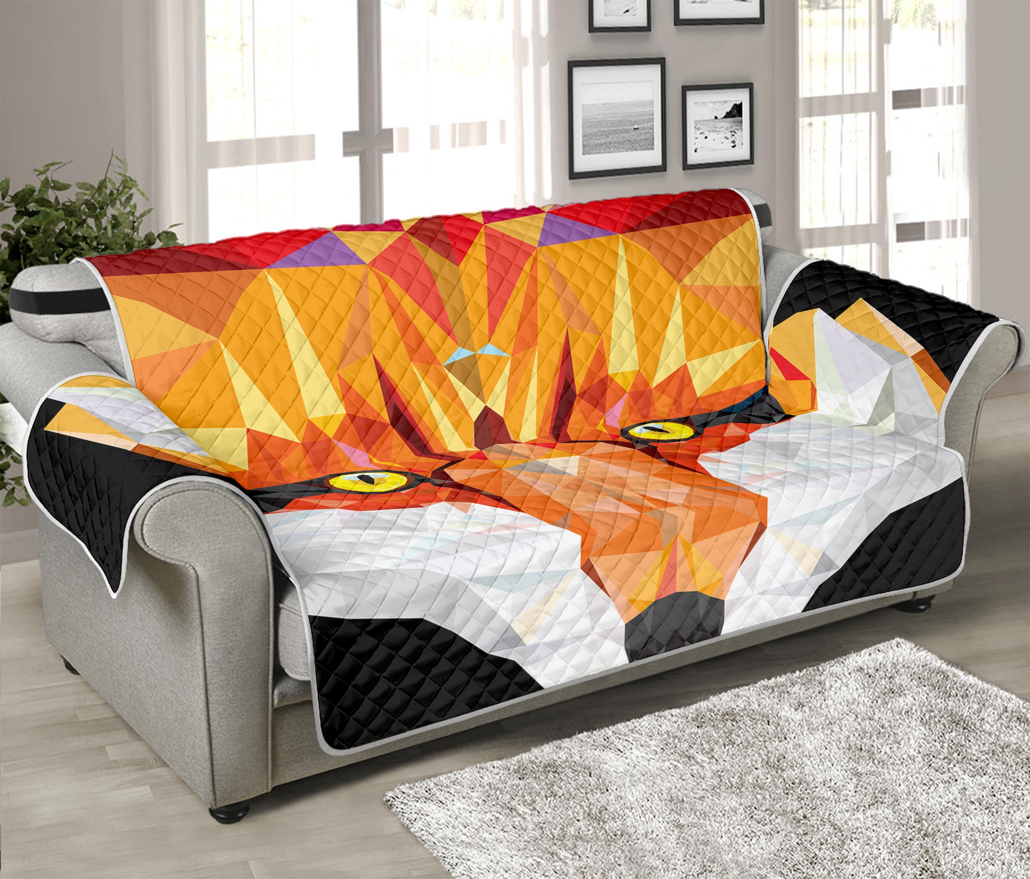 Geometric Fox Print Sofa Protector