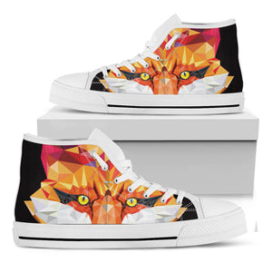 Geometric Fox Print White High Top Shoes