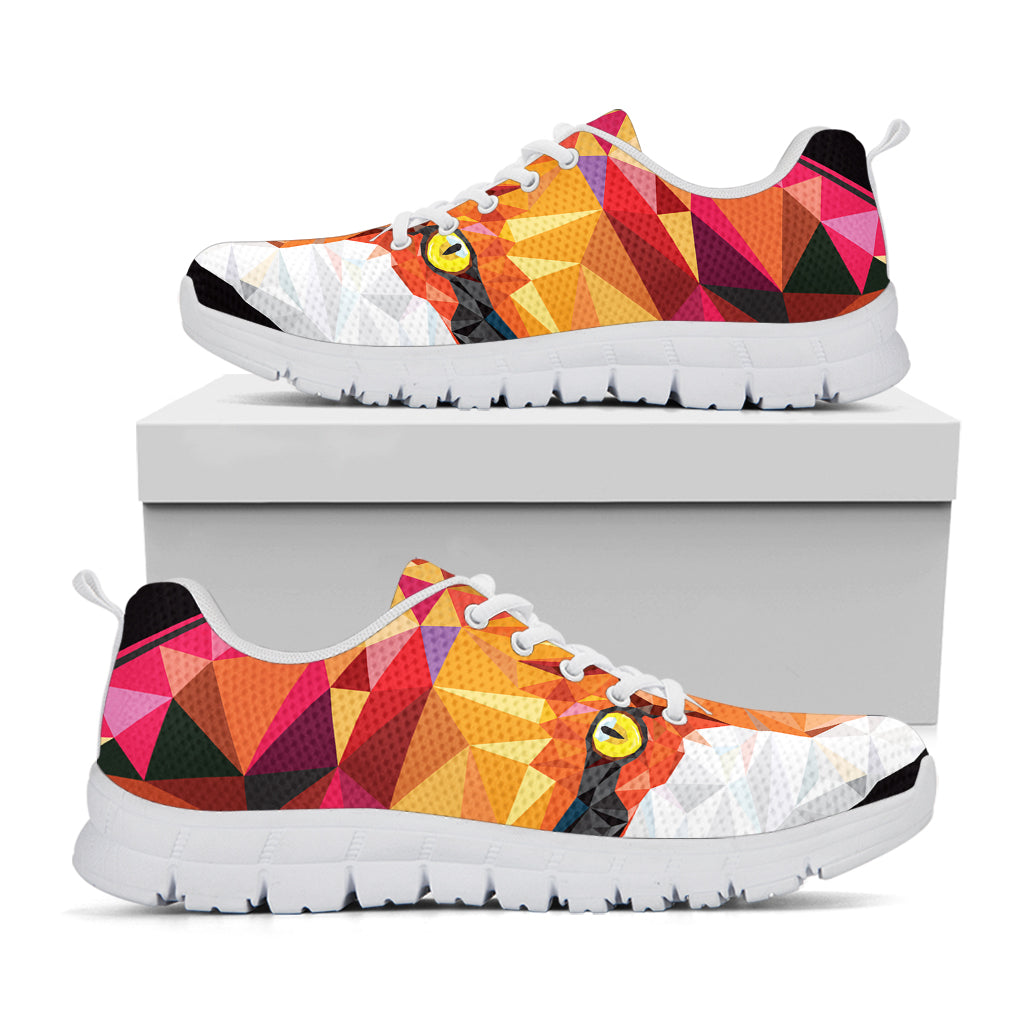 Geometric Fox Print White Sneakers