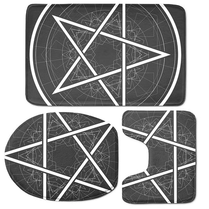Geometric Inverted Pentagram Print 3 Piece Bath Mat Set