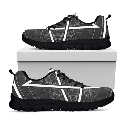 Geometric Inverted Pentagram Print Black Sneakers