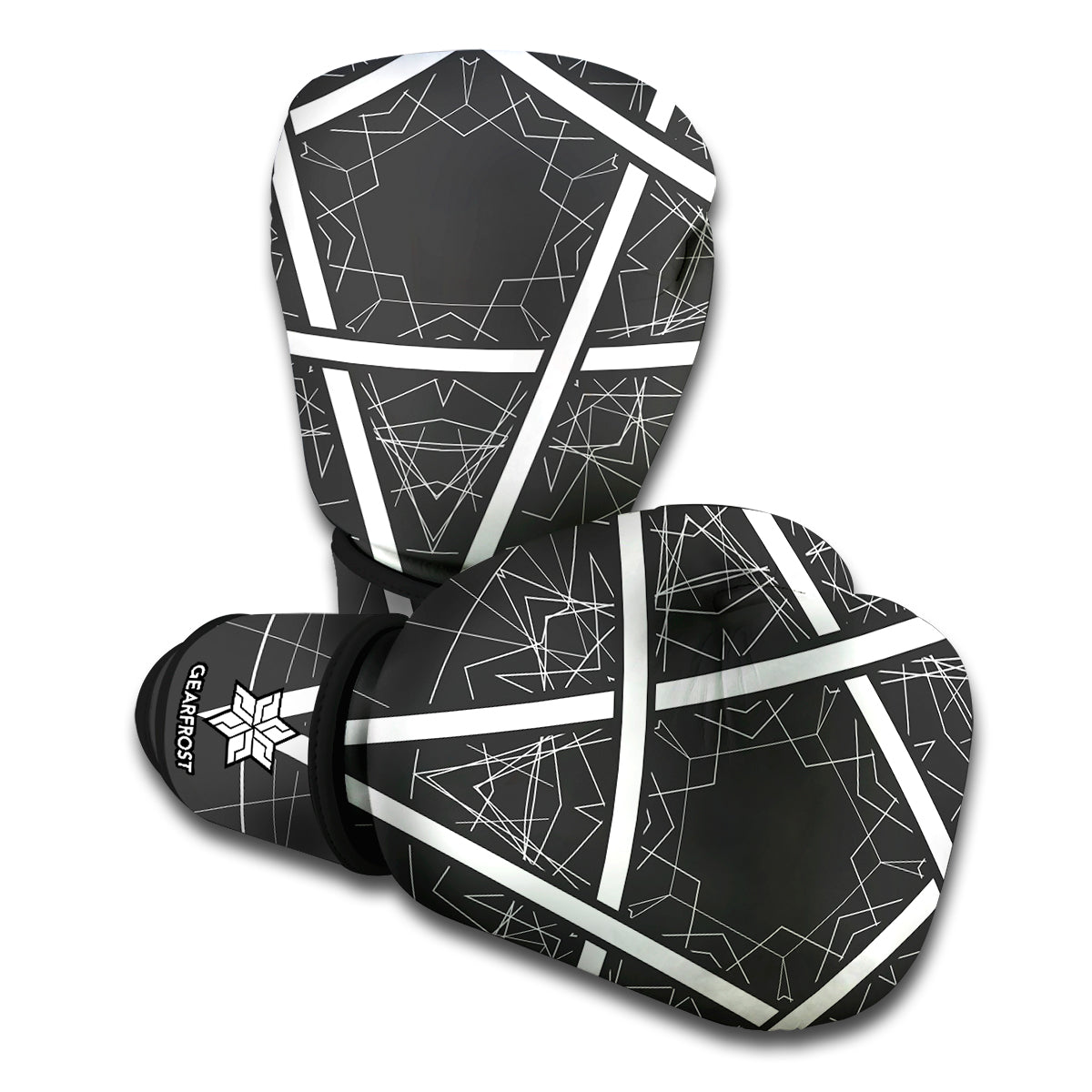 Geometric Inverted Pentagram Print Boxing Gloves