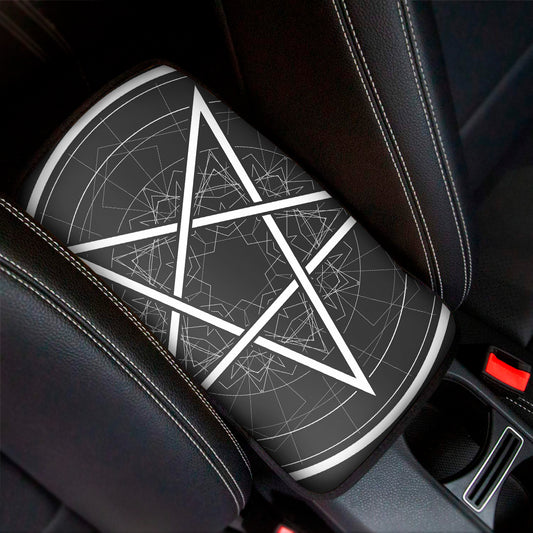 Geometric Inverted Pentagram Print Car Center Console Cover