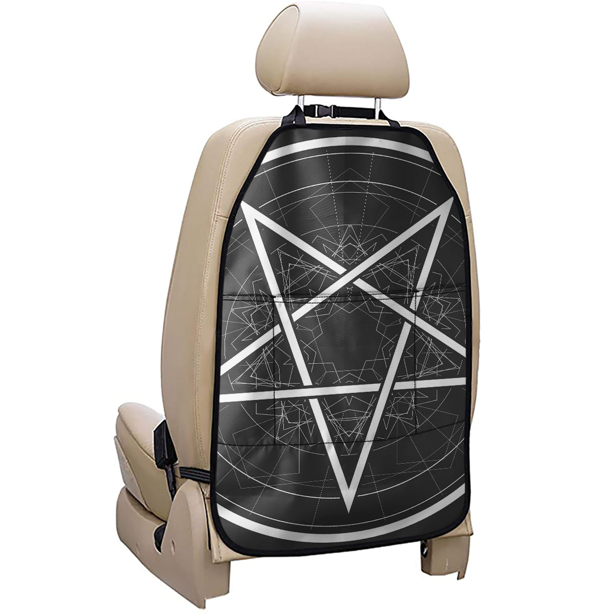 Geometric Inverted Pentagram Print Car Seat Organizers
