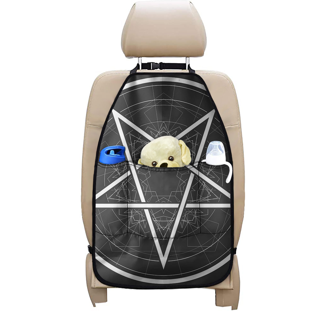 Geometric Inverted Pentagram Print Car Seat Organizers