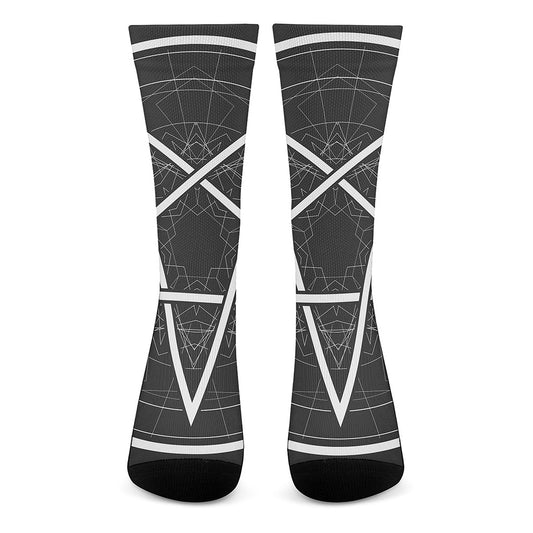 Geometric Inverted Pentagram Print Crew Socks