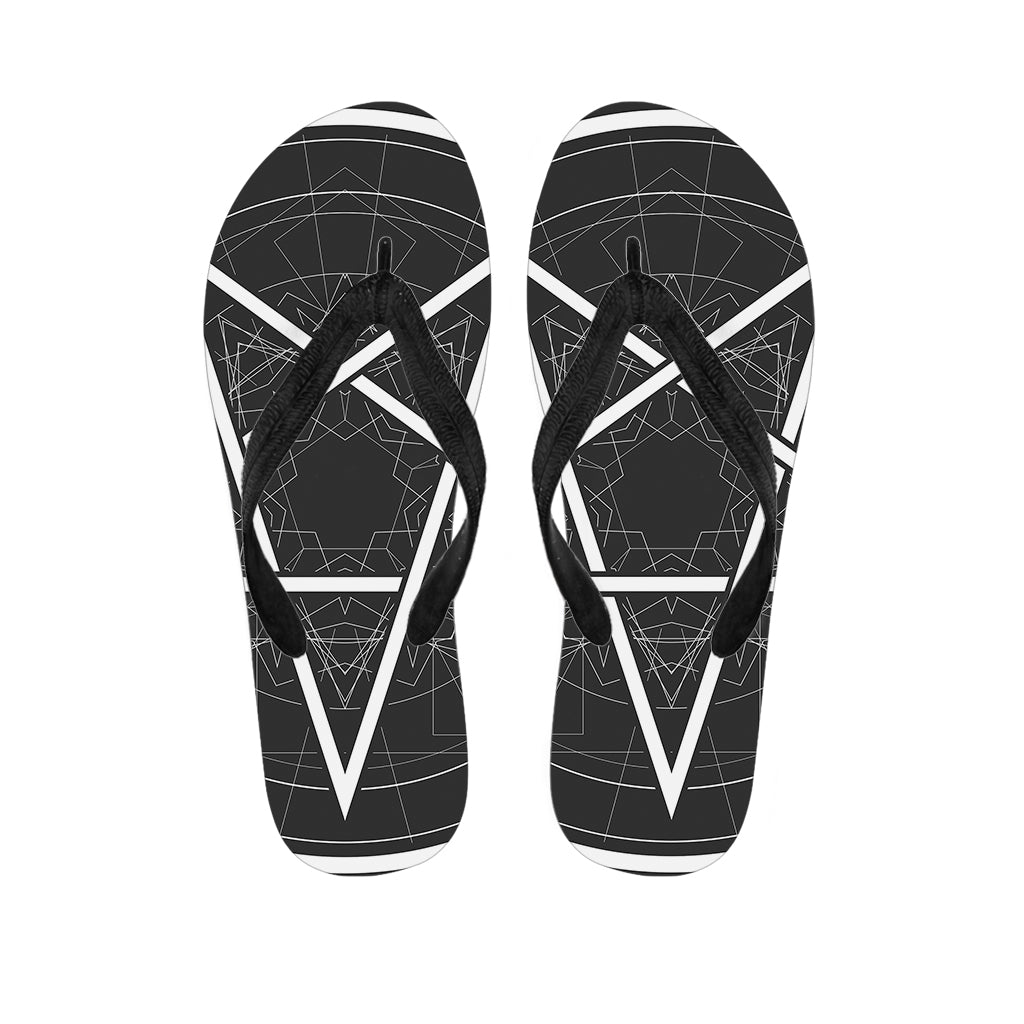 Geometric Inverted Pentagram Print Flip Flops