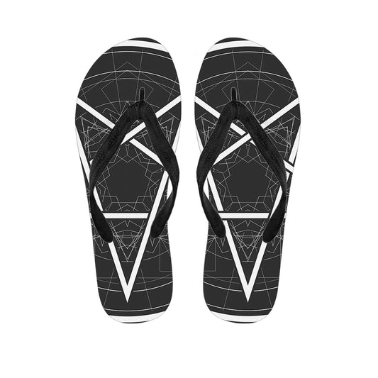 Geometric Inverted Pentagram Print Flip Flops