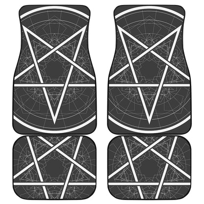 Geometric Inverted Pentagram Print Front and Back Car Floor Mats