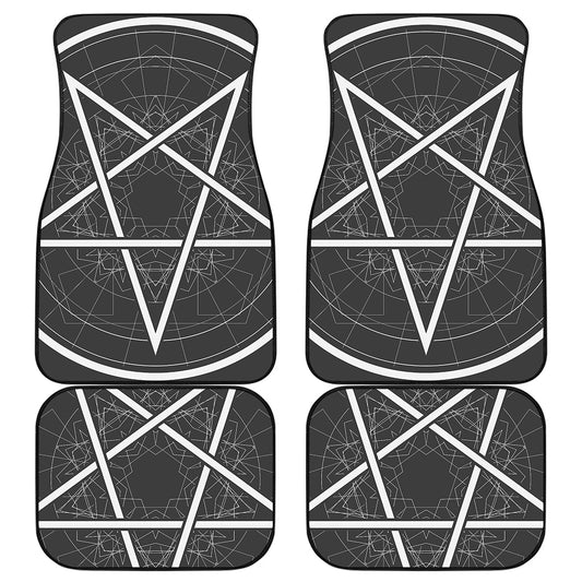Geometric Inverted Pentagram Print Front and Back Car Floor Mats