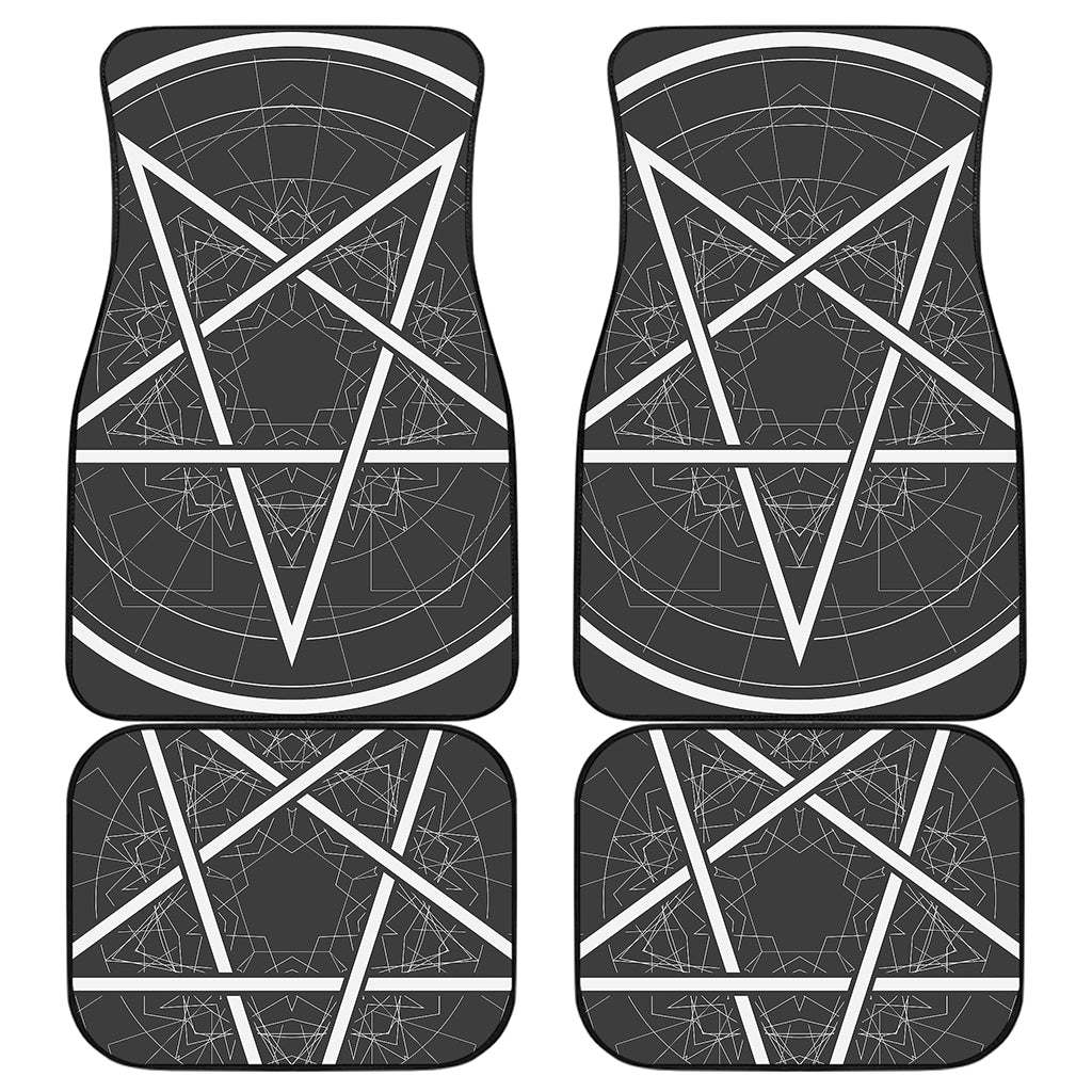 Geometric Inverted Pentagram Print Front and Back Car Floor Mats
