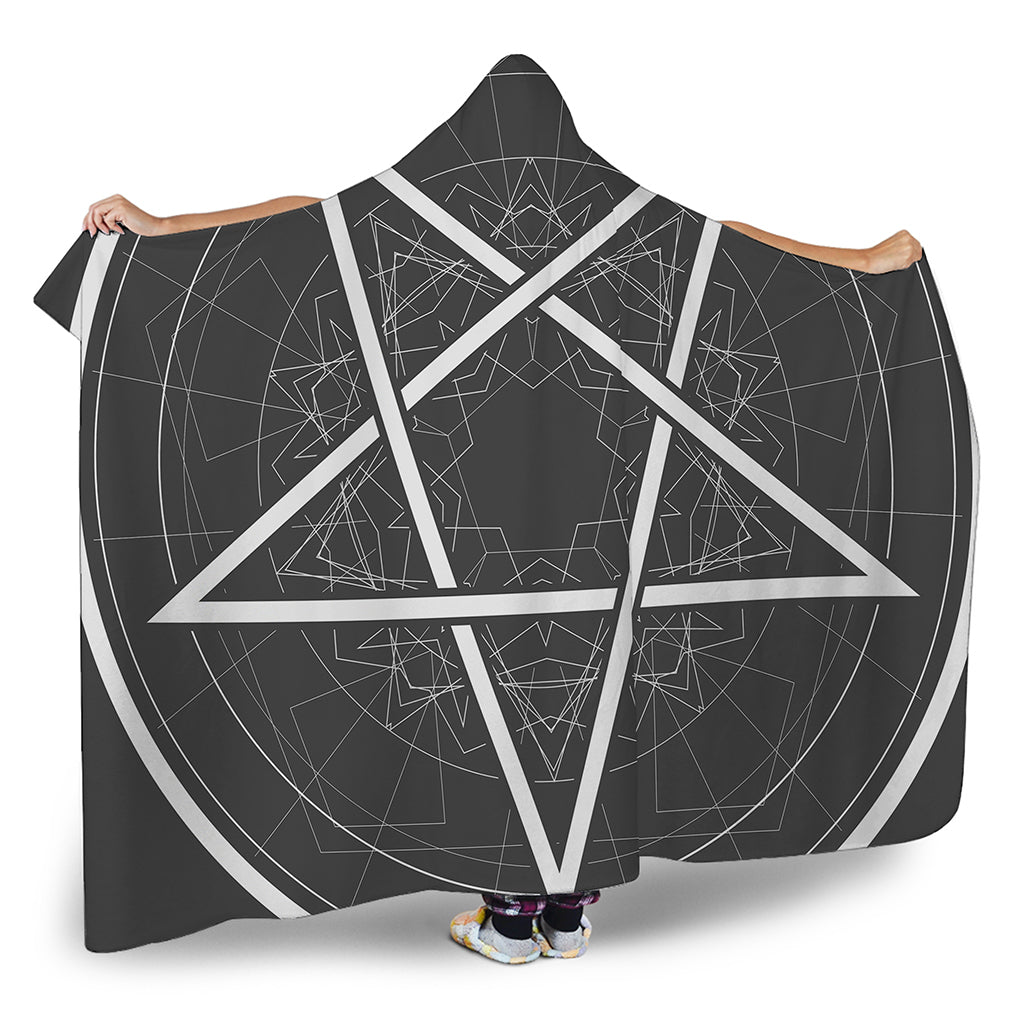 Geometric Inverted Pentagram Print Hooded Blanket