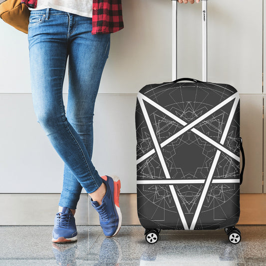 Geometric Inverted Pentagram Print Luggage Cover