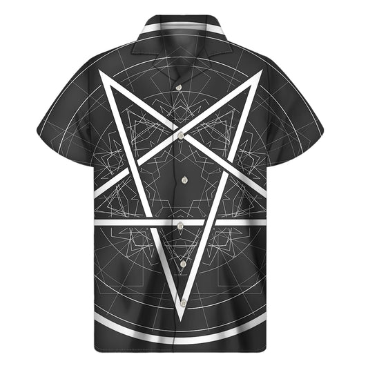Geometric Inverted Pentagram Print Men's Short Sleeve Shirt