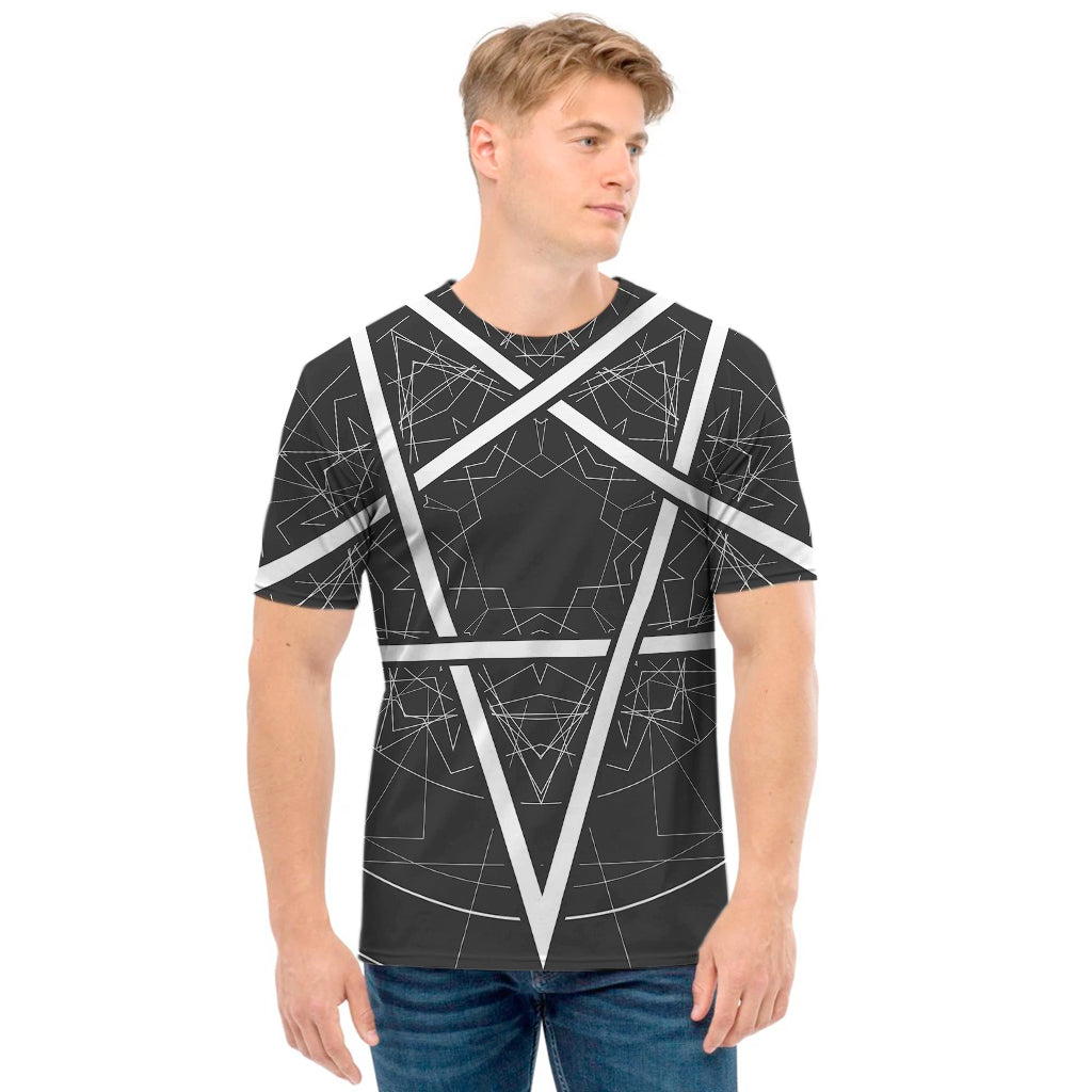 Geometric Inverted Pentagram Print Men's T-Shirt