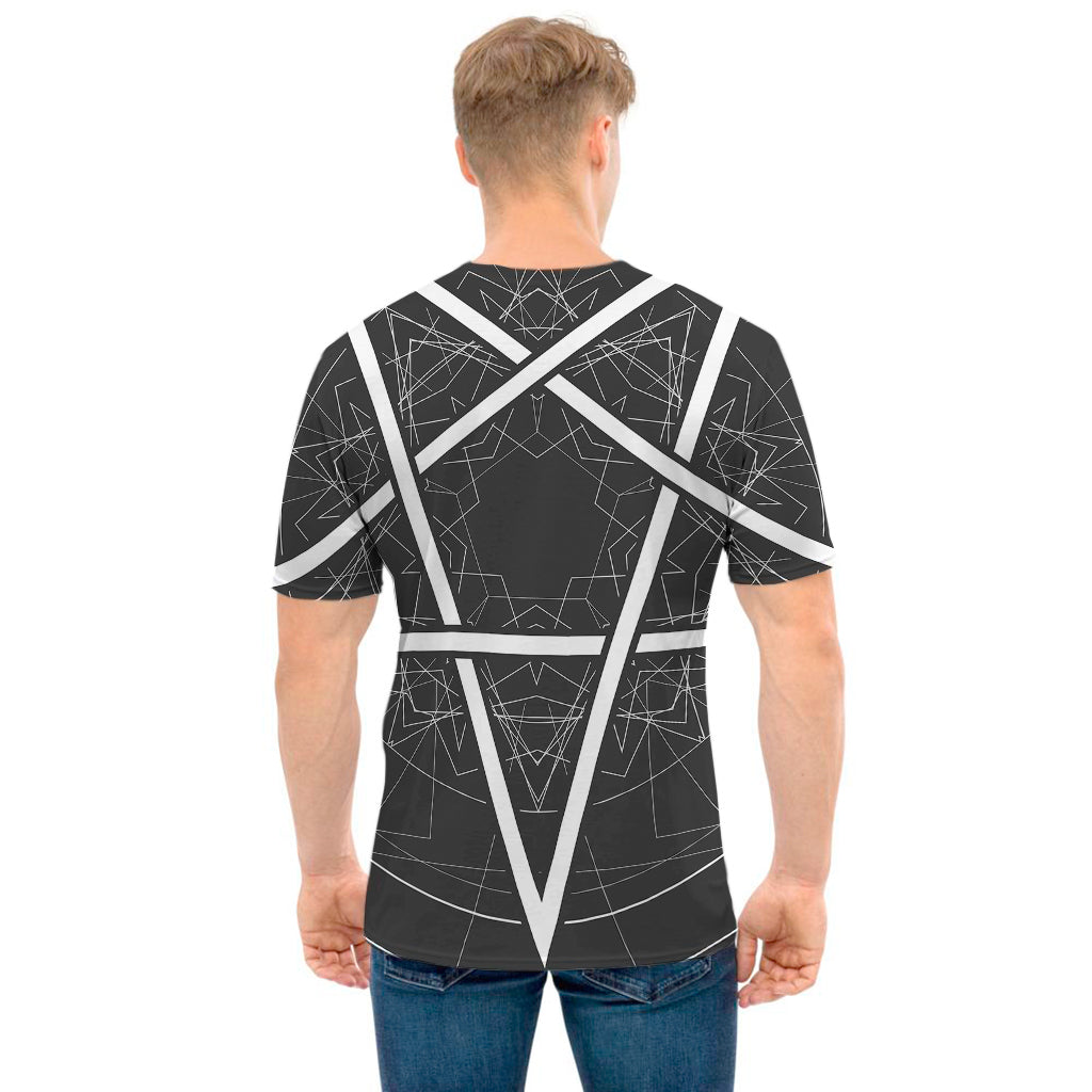 Geometric Inverted Pentagram Print Men's T-Shirt