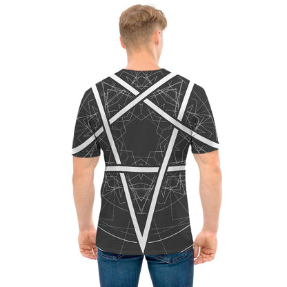 Geometric Inverted Pentagram Print Men's T-Shirt