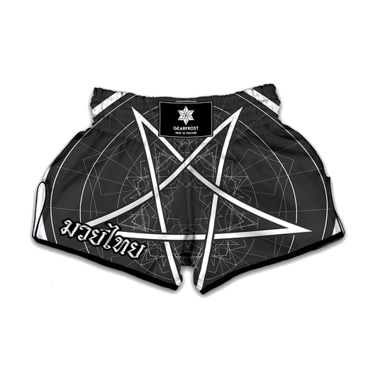 Geometric Inverted Pentagram Print Muay Thai Boxing Shorts