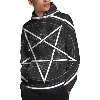 Geometric Inverted Pentagram Print Pullover Hoodie