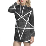 Geometric Inverted Pentagram Print Pullover Hoodie Dress